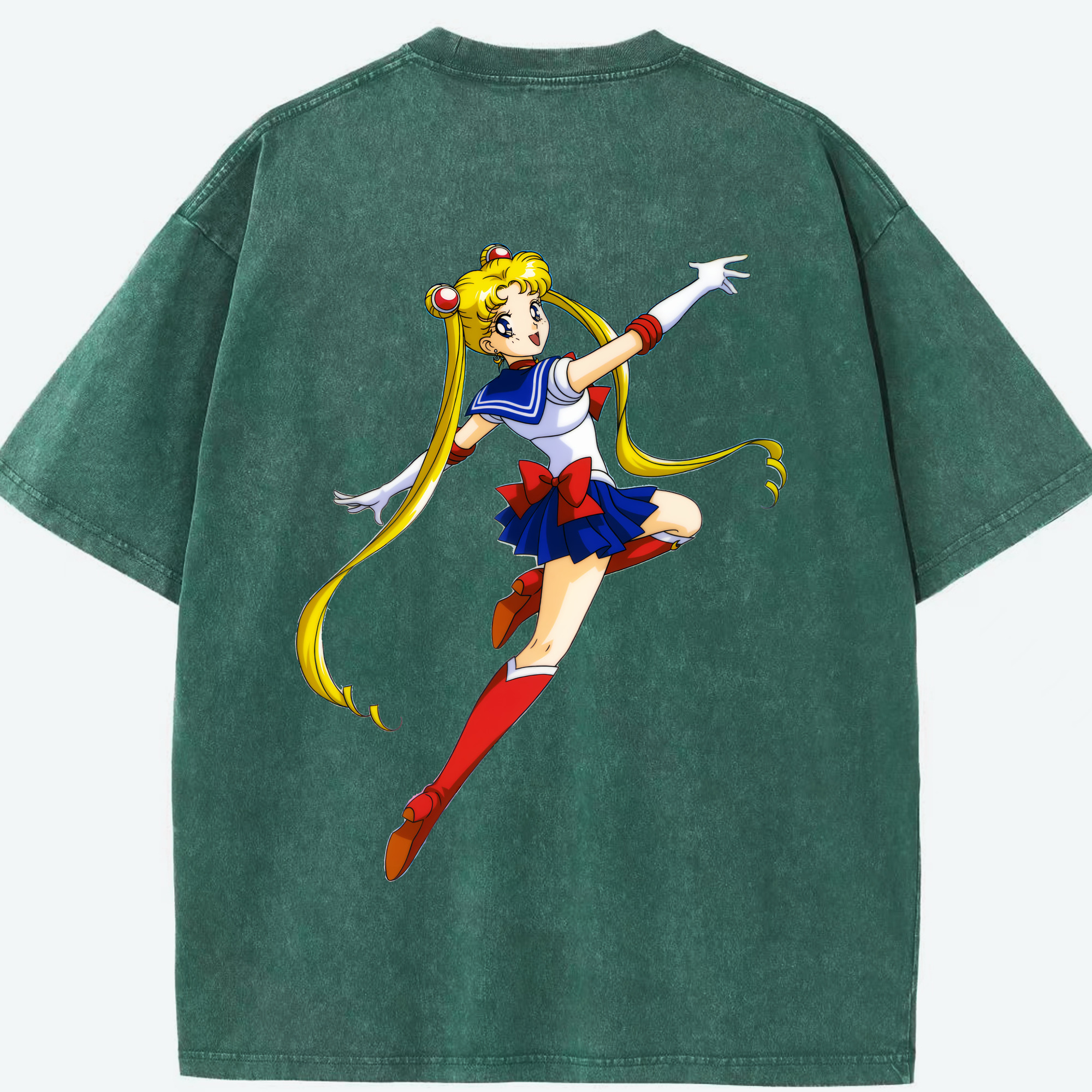 （画像用） 美少女戦士セーラームーン 月野 うさぎ つきの うさぎ Sailor Moon Tsukino Usagi 綿100% ヴィンテージ風 半袖Tシャツ（背面プリント）